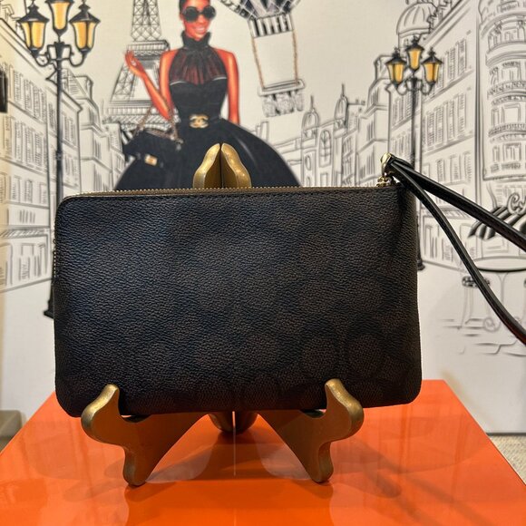 Coach Corner Zip Wristlet in Signature Canvas and Leather - Picture 6 of 6